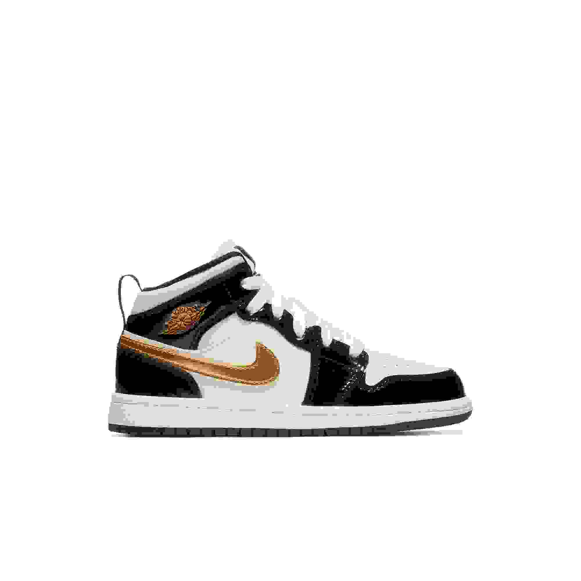 Jordan 1 Mid SE Preschool Kids' "Black Gold" Shoe